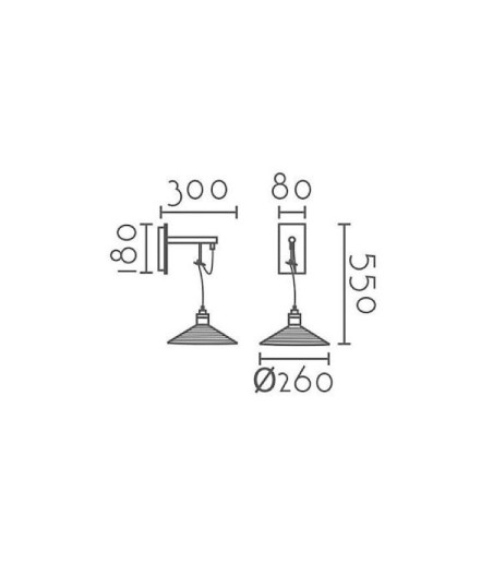 Dimensiones Aplique de pared IND2C metal negro-dorado E27