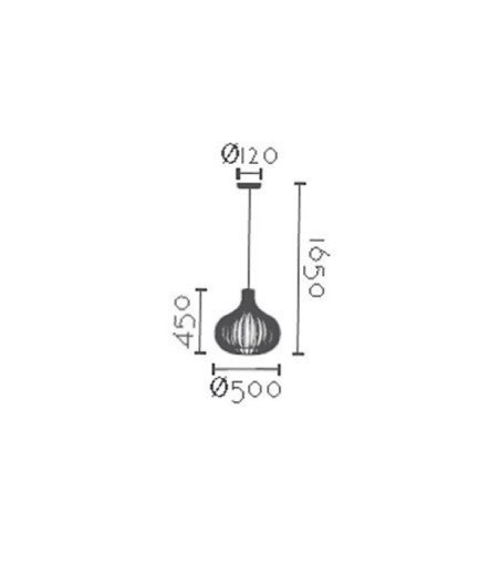 Dimensiones Lámpara de techo Baoba - Ineslam madera natural Ø50 cm