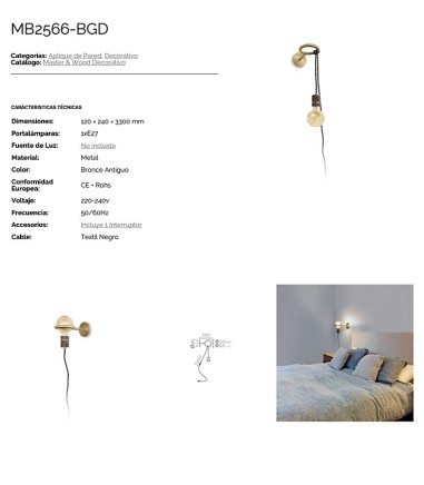 Aplique de pared MB2566-BGD - Ineslam
