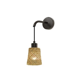 Aplique de pared con pantalla de mimbre Lino - Ineslam