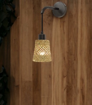 Aplique de pared con pantalla de mimbre Lino - Ineslam 2