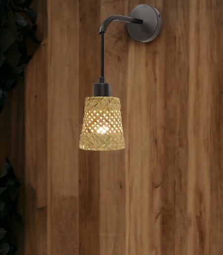 Aplique de pared con pantalla de mimbre Lino - Ineslam