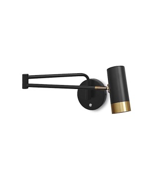 Aplique de pared negro-dorado articulado con interruptor GU10 Ineslam