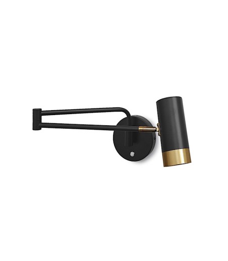 Aplique de pared negro-dorado articulado con interruptor GU10 Ineslam