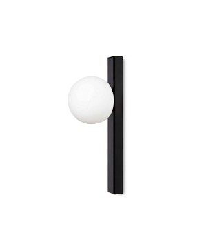 Aplique de pared MB4002-BK Ineslam negro con tulipa globo blanca G9