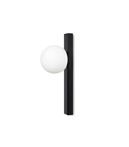 Aplique de pared MB4002-BK Ineslam negro con tulipa globo blanca G9