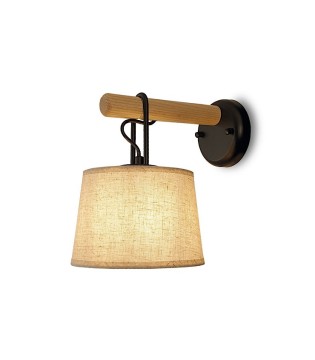 Aplique de pared negro-madera con pantalla beige MB6130-BK - Ineslam 2