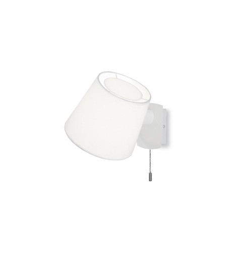 Aplique de pared dormitorio con pantalla textil blanca e interruptor MB2242-WH - Ineslam