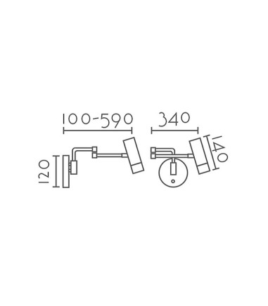 Dimensiones Aplique de pared blanco-dorado articulado MB6115-WH - Ineslam