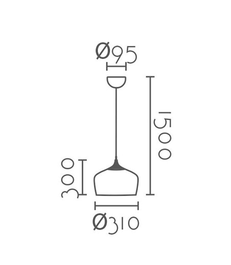 Dimensiones Lámpara colgante nórdica blanco-madera Ø31 MD8035M-WH - Ineslam