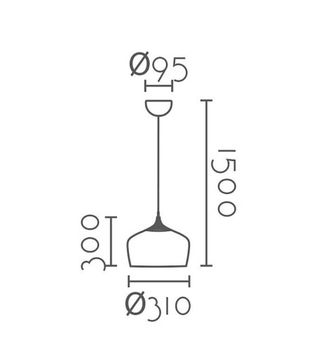 Dimensiones Lámpara de techo colgante nórdica MD8035M-BK - Ineslam