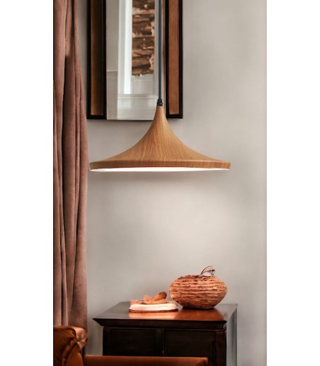 Lámpara colgante MD5186-DKWD madera Ø35cm E27 - Ineslam