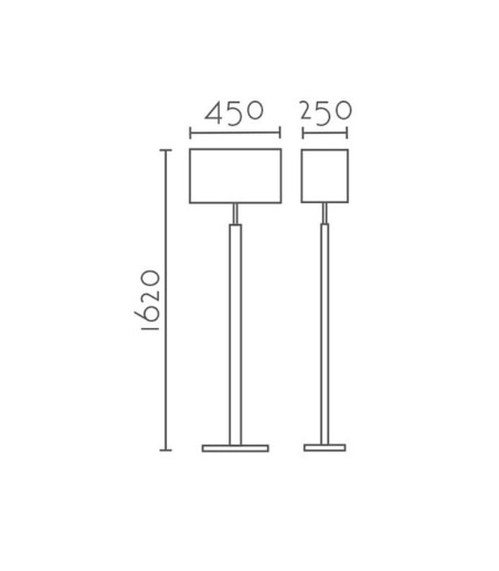 Dimensiones Lámpara de pie madera con pantalla Elda - Ineslam
