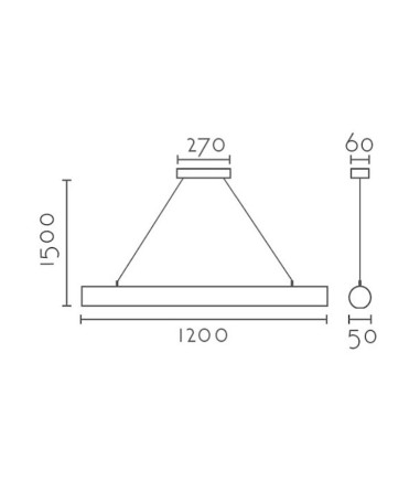 Dimensiones: Lámpara de techo madera lineal LED Titan - Ineslam