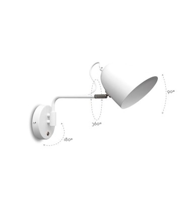 Aplique de pared MB2257-WH - Ineslam blanco articulado con interruptor
