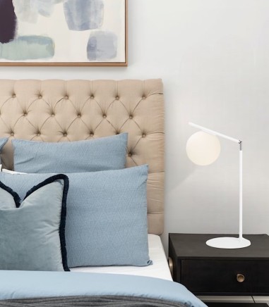 Lámpara de mesita de noche blanca E27 MT4054-WH - Ineslam