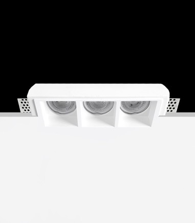 Aro empotrable invisible de escayola de 3 luces GU10 Iris 3 - Ineslam
