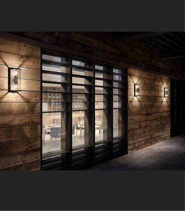 Aplique exterior Meribel 2 luces Graphite 6492 de Mantra, imagen de ambiente.