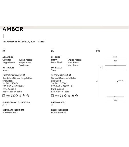 Características Lámpara de sobremesa Ambor - Aromas