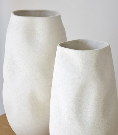 Jarrón decorativo cerámica Papel blanco grande - VP Interiorismo