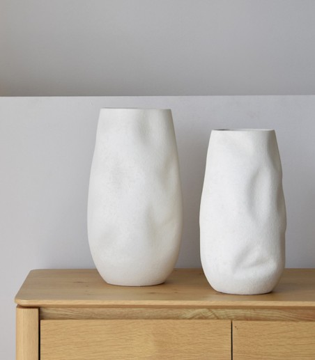 Jarrón decorativo cerámica Papel blanco grande - VP Interiorismo