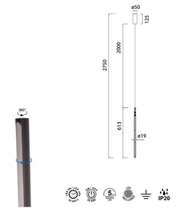 Características: Lámpara colgante fino Torch 11W - Mantra