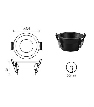 Base empotrable negra 8448 para foco TRIMASI 5W Ø61- Mantra 2