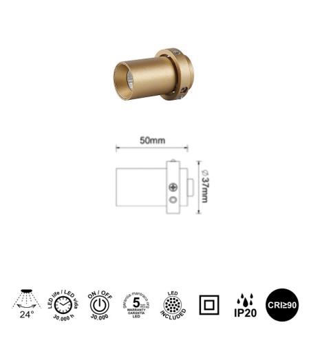 Accesorio foco TRIMASI oro 5W L50