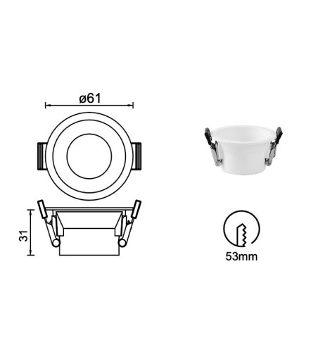 Foco empotrable TRIMASI 5W L50 Ø61 blanco-blanco - Mantra