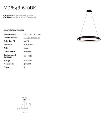 Lámpara colgante circular LED Suave Ø60
