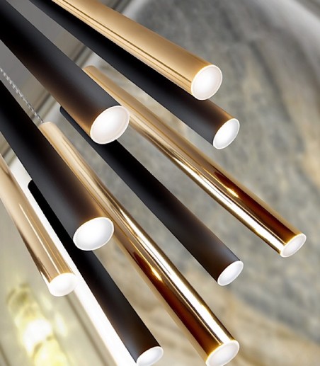 Lámpara techo LED VARAS 9L oro-negro dimable - Schuller