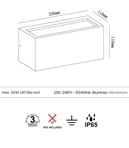 Aplique de pared UTAH up-down IP65 - Mantra