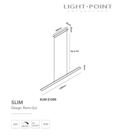 SLIM S1200 lineal LED 30W Switch...