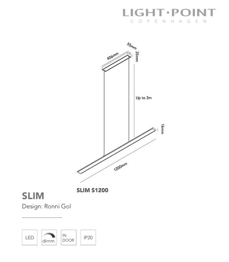 SLIM S1200 lineal LED 30W Switch 120cm - LIGHT POINT