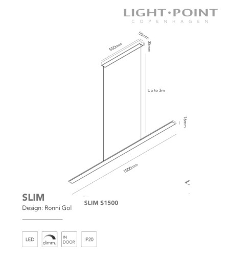 Lámpara LED lineal SLIM S1500 34W 150 cm - LIGHT POINT