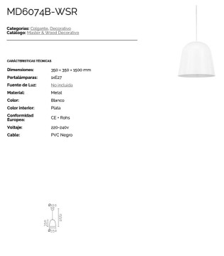 Lámpara colgante campana blanco MD6074B-WSR - Ineslam 2