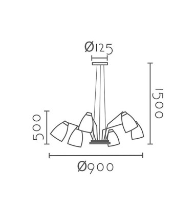 Dimensiones: Lámpara de techo MD2227-BK - Ineslam