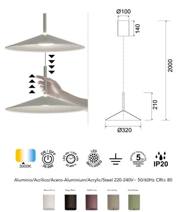 Lámpara colgante LED Calice 9W Ø32 -...