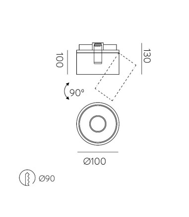 Dimensiones Foco empotrable orientable APEX - ACB