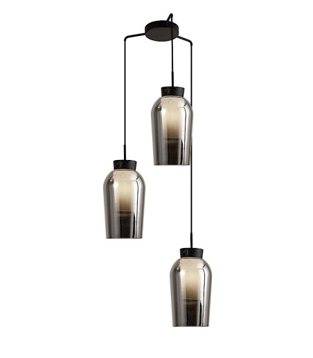 Lámpara de techo colgante Nora 3 luces negro 8284 3L Ø53 - Mantra
