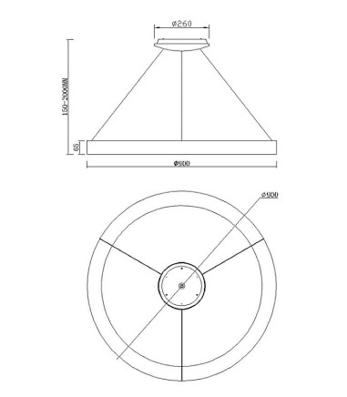 Dimensiones lámpara de techo Niseko II 90cm - Mantra