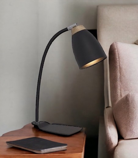 Lámpara mesa nórdica ND17SN metal negro-madera E27