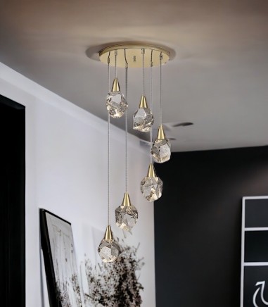 Lámpara de techo AQUARIA oro 6 luces -Schuller