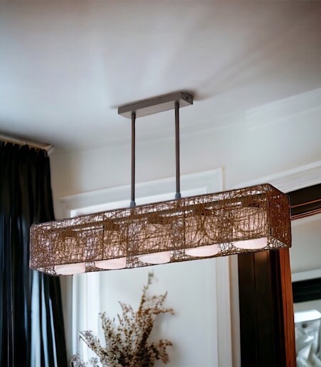Lámpara de techo lineal Alexandra wengué 5 luces E27 Cristalrecord