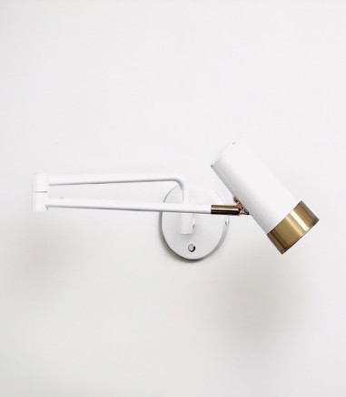 Aplique de pared dormitorio 
 blanco-dorado articulado MB6115-WH - Ineslam