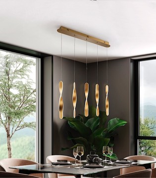 Lámpara de techo lineal LED Twist oro 5L - Schuller 2