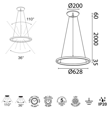 Lámpara techo LED aro circular Riumar - Mantra