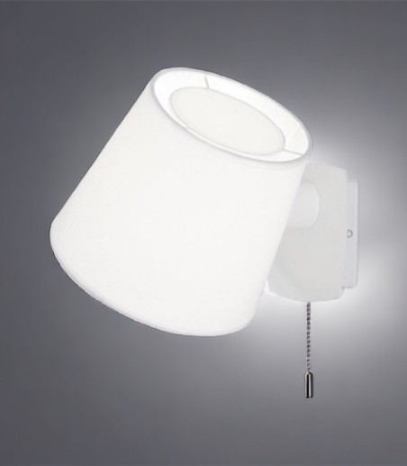 Aplique de pared dormitorio con pantalla textil blanca e interruptor MB2242-WH - Ineslam