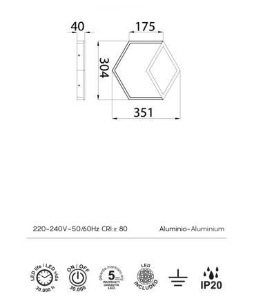 Aplique pared Kubick LED - Mantra