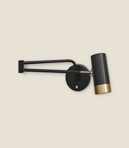Aplique pared articulado MB6115-BK negro-oro Ineslam